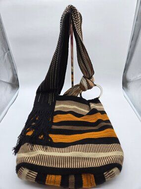 Salvarte Large Crossbody Fringe Woven Colombia Adjustable Strap Tote